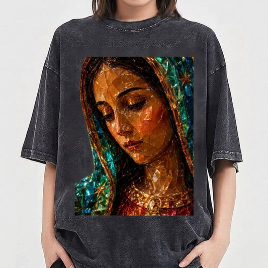 Our Lady of Guadalupe Stained Glass Style Art Print Tshirt