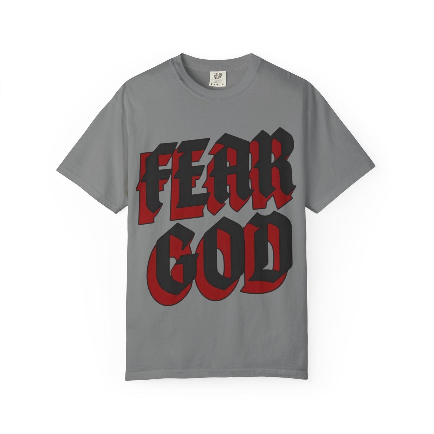 Fear God Graphic T-Shirt — Gothic Red & Black