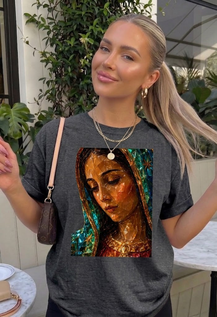 Our Lady of Guadalupe Stained Glass Style Art Print Tshirt