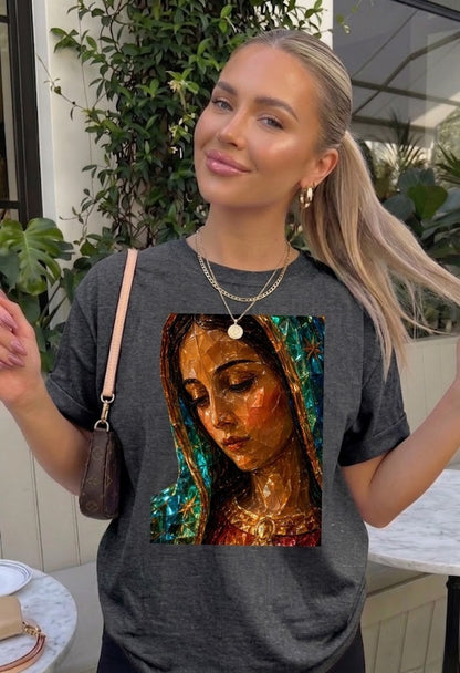Our Lady of Guadalupe Stained Glass Style Art Print Tshirt