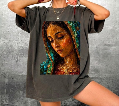 Our Lady of Guadalupe Stained Glass Style Art Print Tshirt