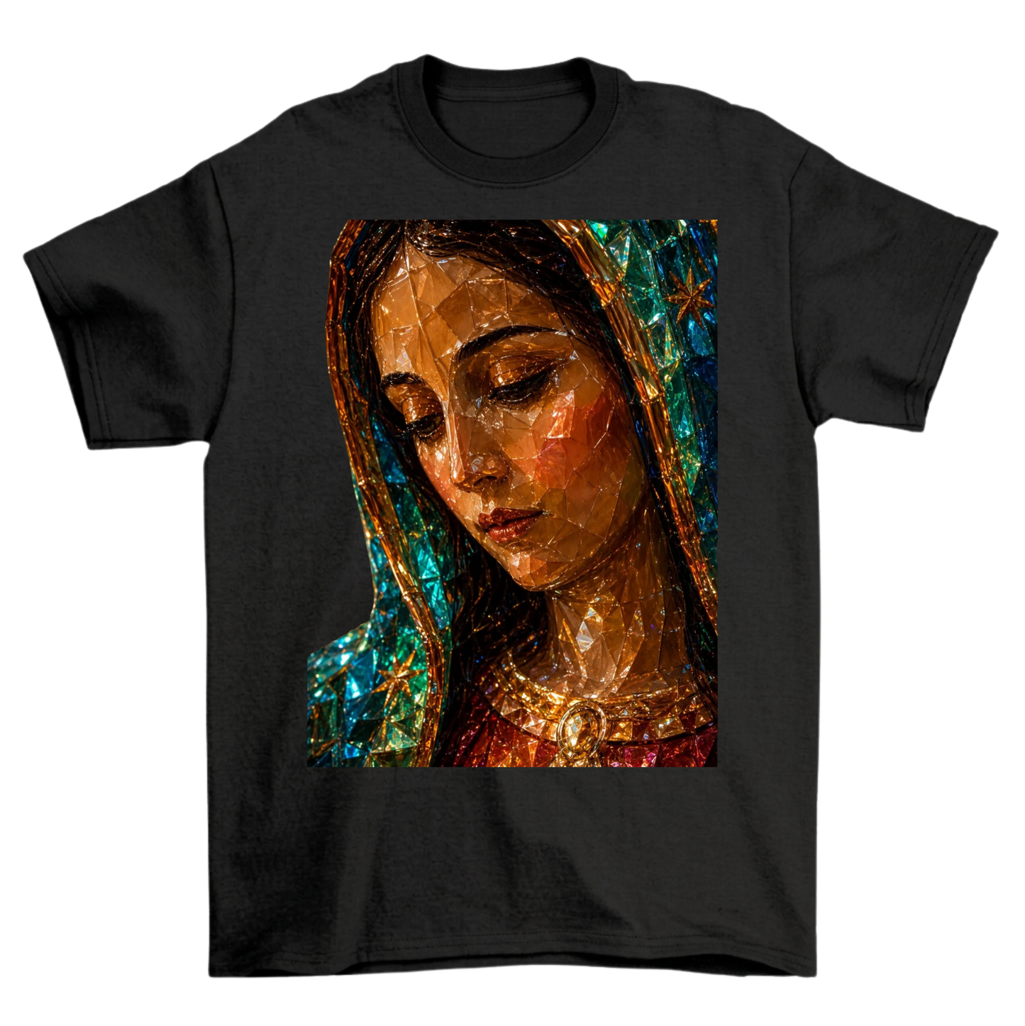 Our Lady of Guadalupe Stained Glass Style Art Print Tshirt