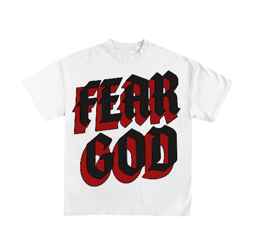 Fear God Graphic T-Shirt — Gothic Red & Black