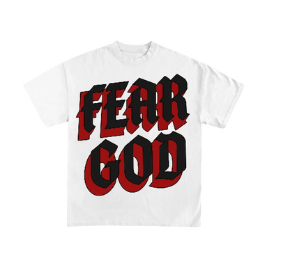 Fear God Graphic T-Shirt — Gothic Red & Black