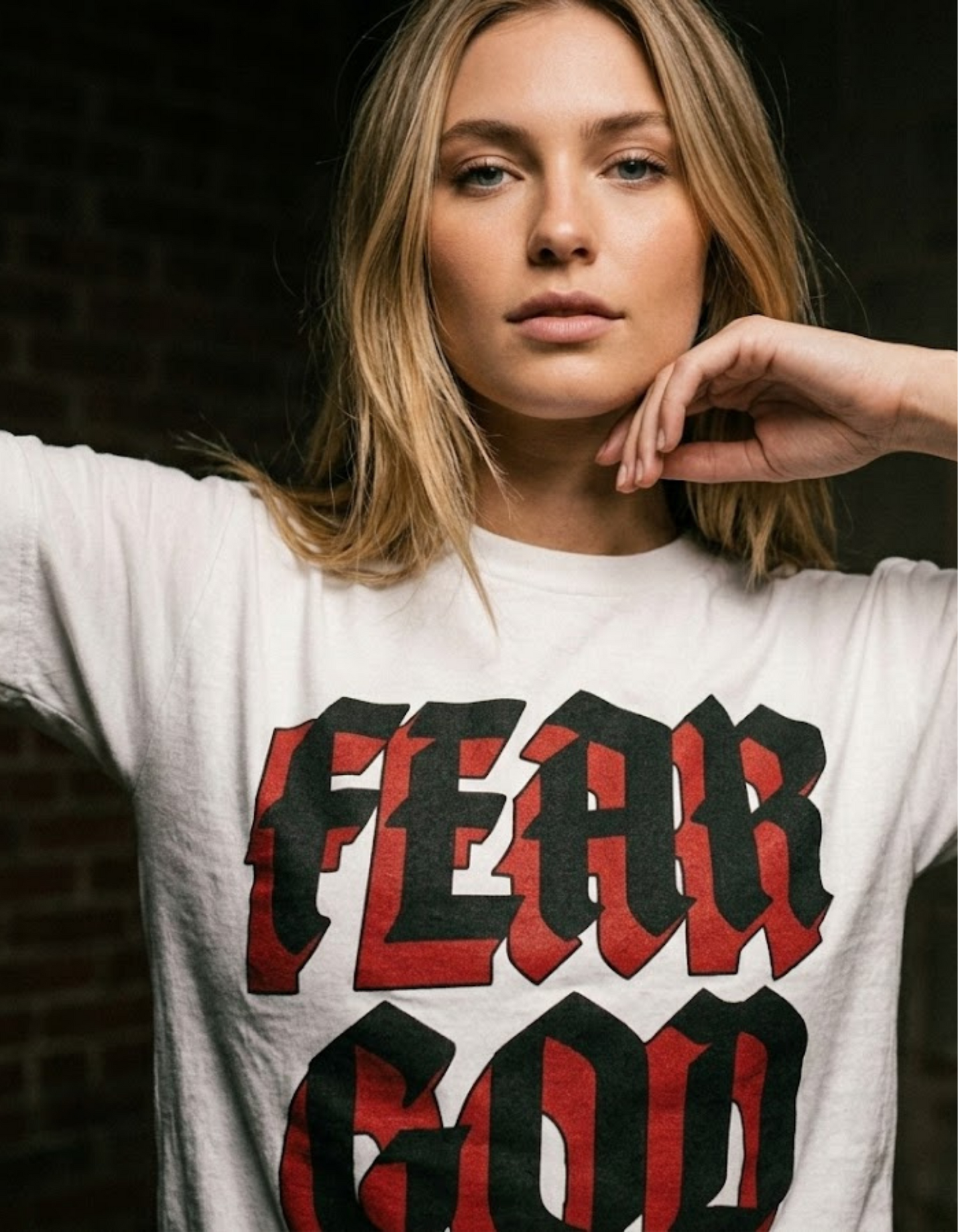 Fear God Graphic T-Shirt — Gothic Red & Black