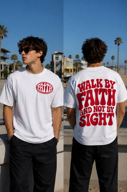 Faith T-Shirt "Walk By Faith And Not By Sight" Retro Christian Tee