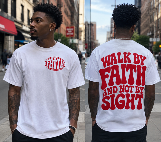 Faith T-Shirt "Walk By Faith And Not By Sight" Retro Christian Tee