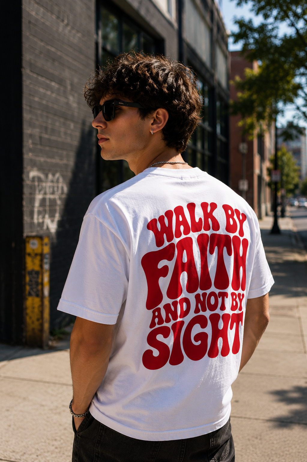 Faith T-Shirt "Walk By Faith And Not By Sight" Retro Christian Tee