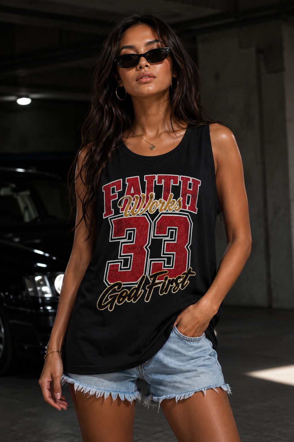 Faith Works 33 God First Tank Top