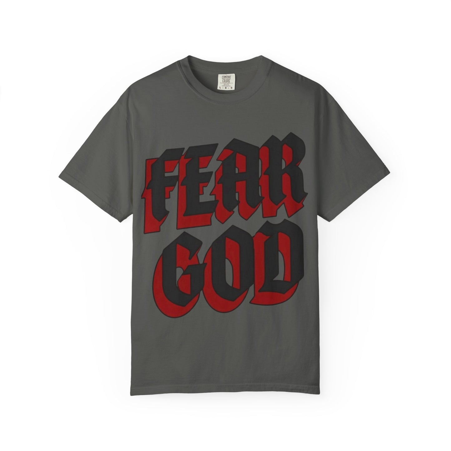 Fear God Graphic T-Shirt — Gothic Red & Black