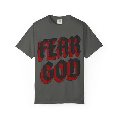Fear God Graphic T-Shirt — Gothic Red & Black