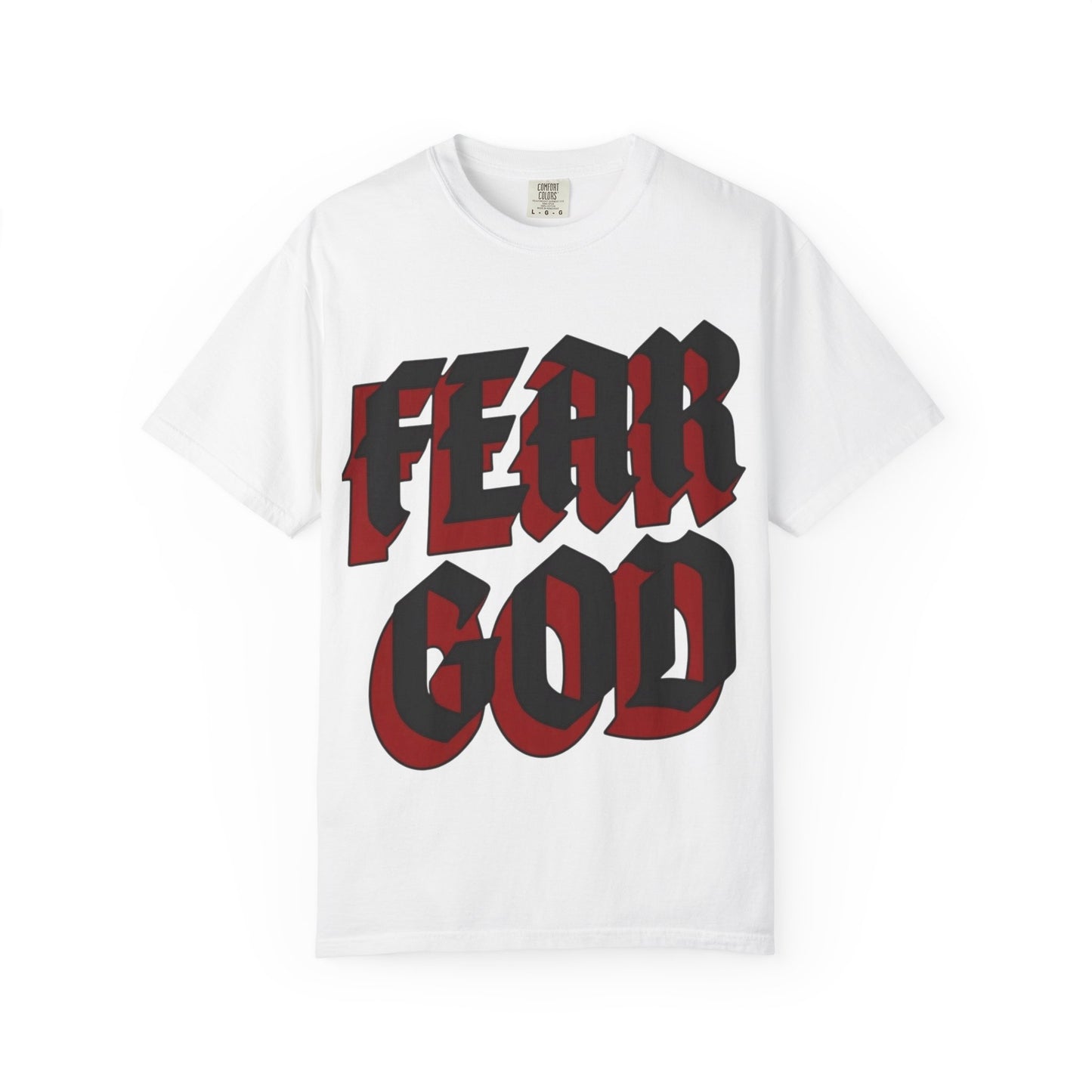 Fear God Graphic T-Shirt — Gothic Red & Black
